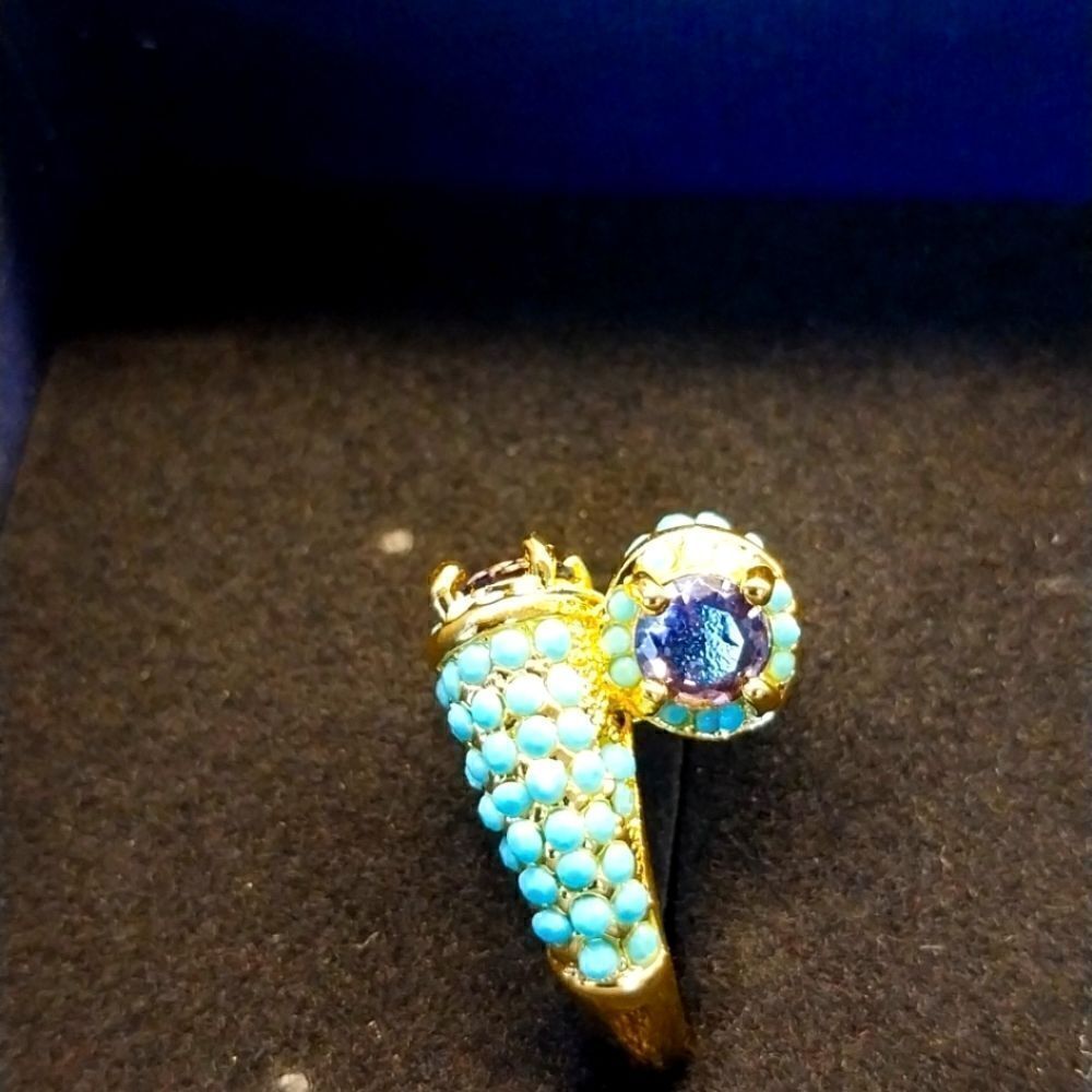 Turquoise and amythist Ring...Size 7.
